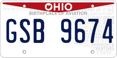 OH license plate GSB9674