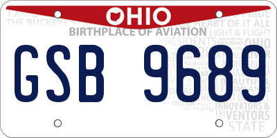 OH license plate GSB9689