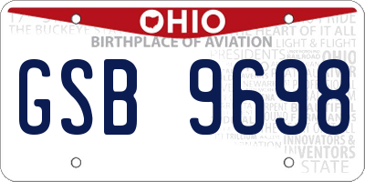 OH license plate GSB9698