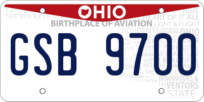 OH license plate GSB9700