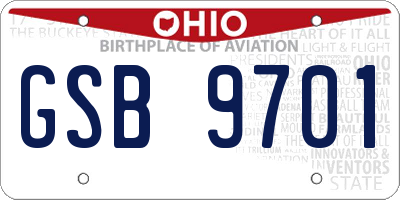 OH license plate GSB9701