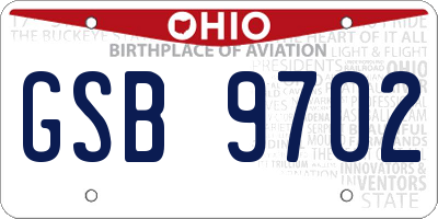 OH license plate GSB9702