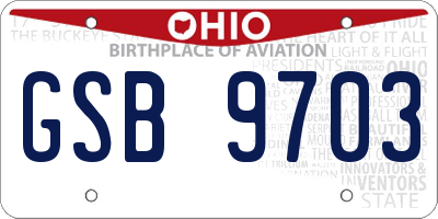 OH license plate GSB9703