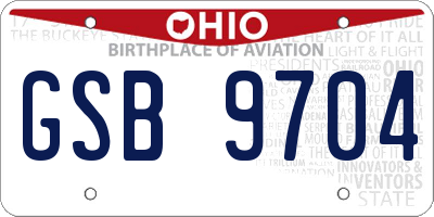 OH license plate GSB9704