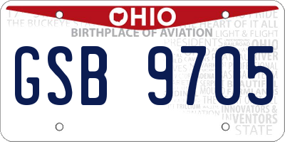 OH license plate GSB9705