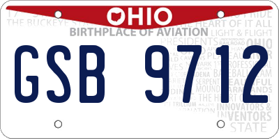 OH license plate GSB9712