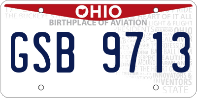 OH license plate GSB9713