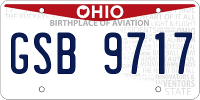 OH license plate GSB9717