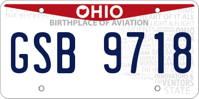OH license plate GSB9718