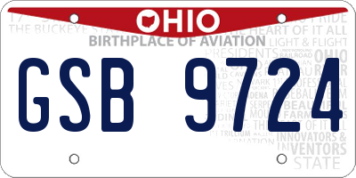 OH license plate GSB9724