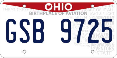 OH license plate GSB9725