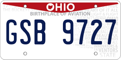OH license plate GSB9727