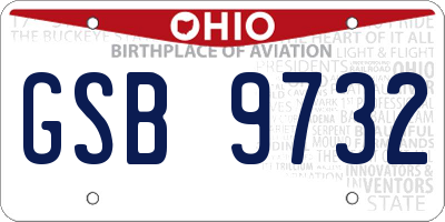 OH license plate GSB9732