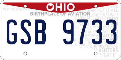 OH license plate GSB9733