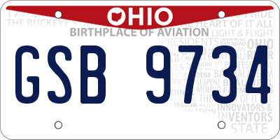 OH license plate GSB9734