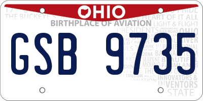 OH license plate GSB9735