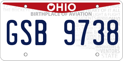 OH license plate GSB9738