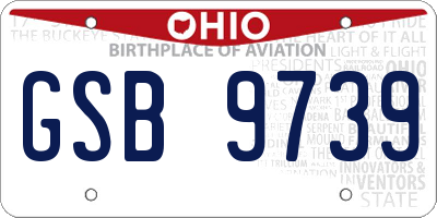 OH license plate GSB9739