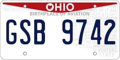 OH license plate GSB9742