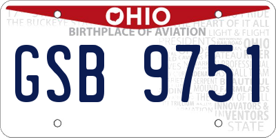 OH license plate GSB9751