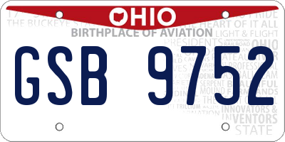 OH license plate GSB9752
