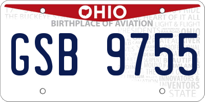 OH license plate GSB9755