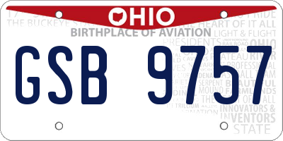 OH license plate GSB9757