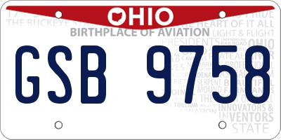 OH license plate GSB9758