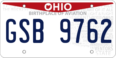 OH license plate GSB9762