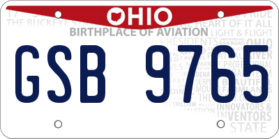 OH license plate GSB9765