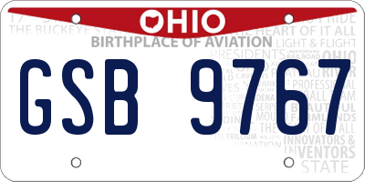 OH license plate GSB9767