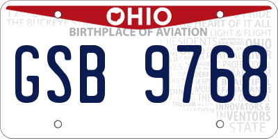 OH license plate GSB9768