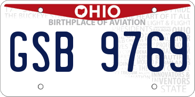 OH license plate GSB9769