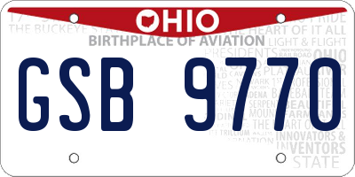 OH license plate GSB9770