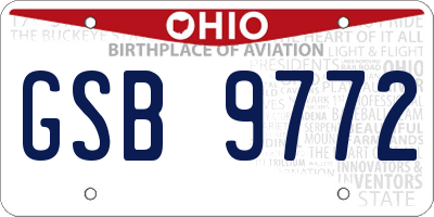 OH license plate GSB9772