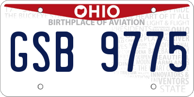 OH license plate GSB9775