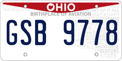 OH license plate GSB9778