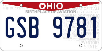 OH license plate GSB9781
