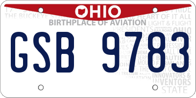 OH license plate GSB9783
