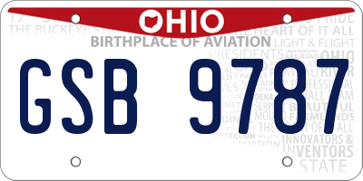 OH license plate GSB9787