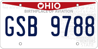 OH license plate GSB9788