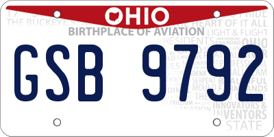OH license plate GSB9792