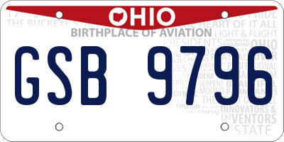 OH license plate GSB9796