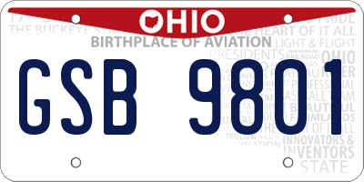 OH license plate GSB9801