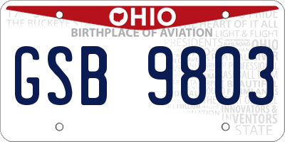 OH license plate GSB9803