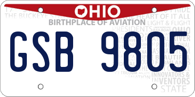 OH license plate GSB9805