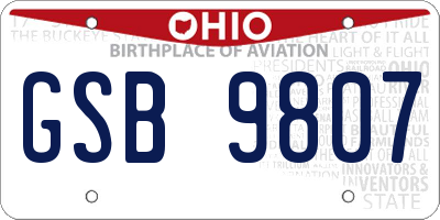 OH license plate GSB9807