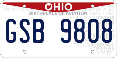 OH license plate GSB9808