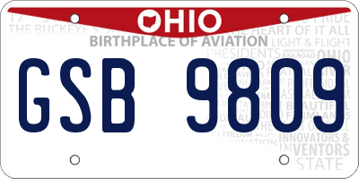 OH license plate GSB9809