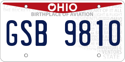 OH license plate GSB9810